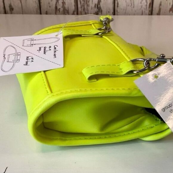 NWT NEW MONDANI NEW YORK XHILARATION BRIGHT YELLOW SHOULDER/BELT BAG PURSE - Picture 6 of 11
